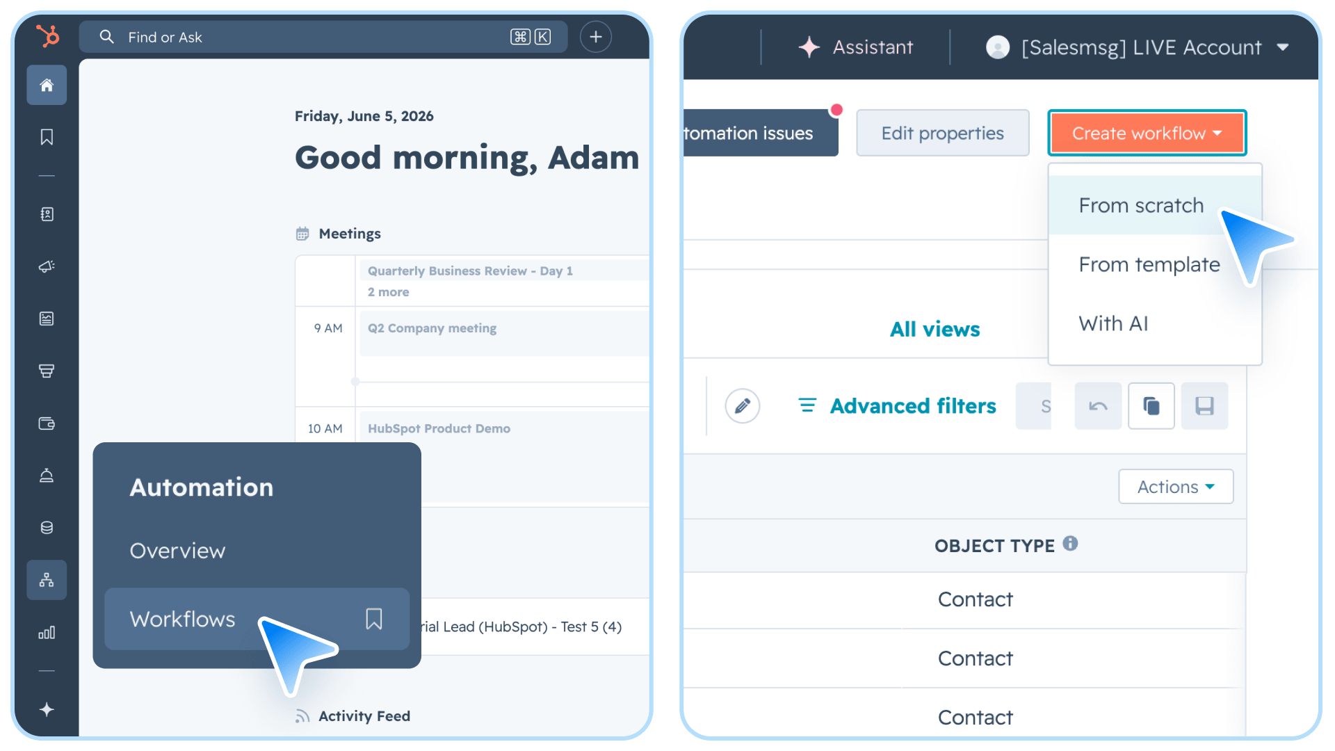 worklfow creation on hubspot