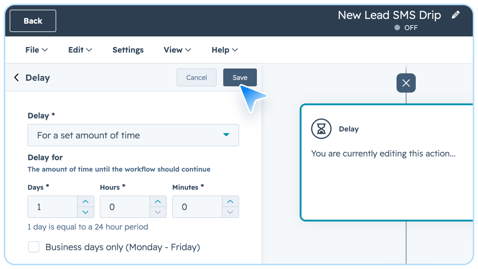workflow time delay on hubspot