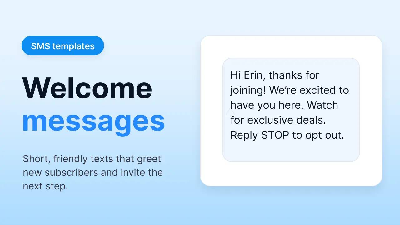 Sample welcome text messages for new customers