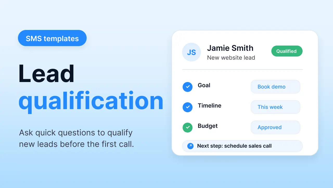 Sample lead qualification text messages for customers