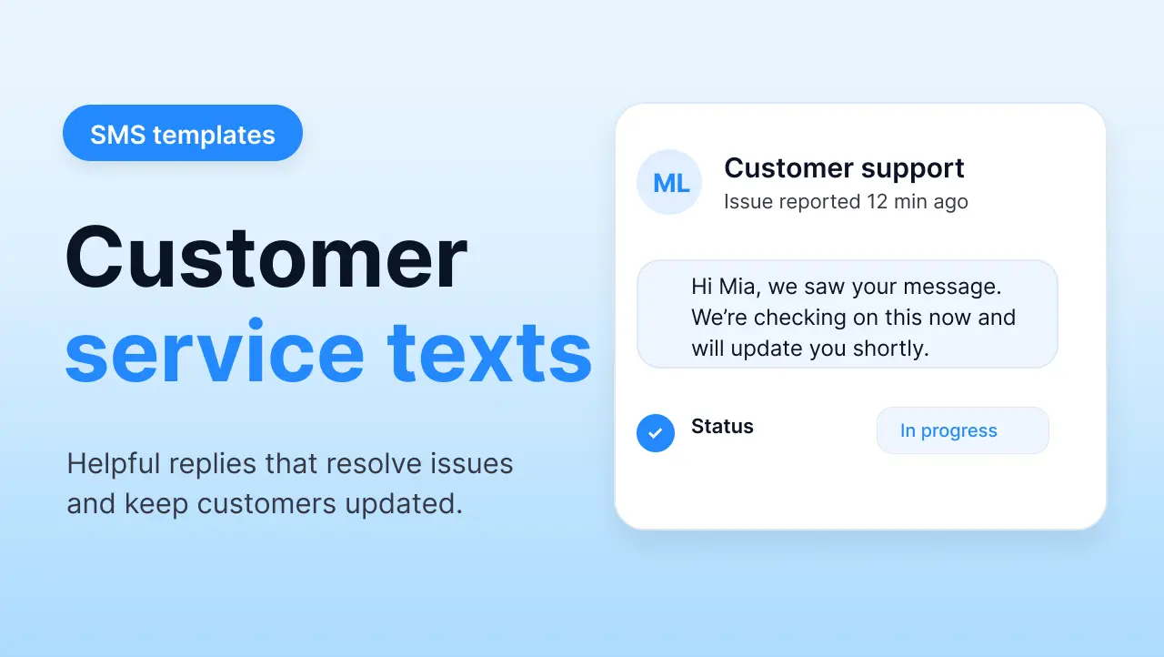 Sample customer service text messages