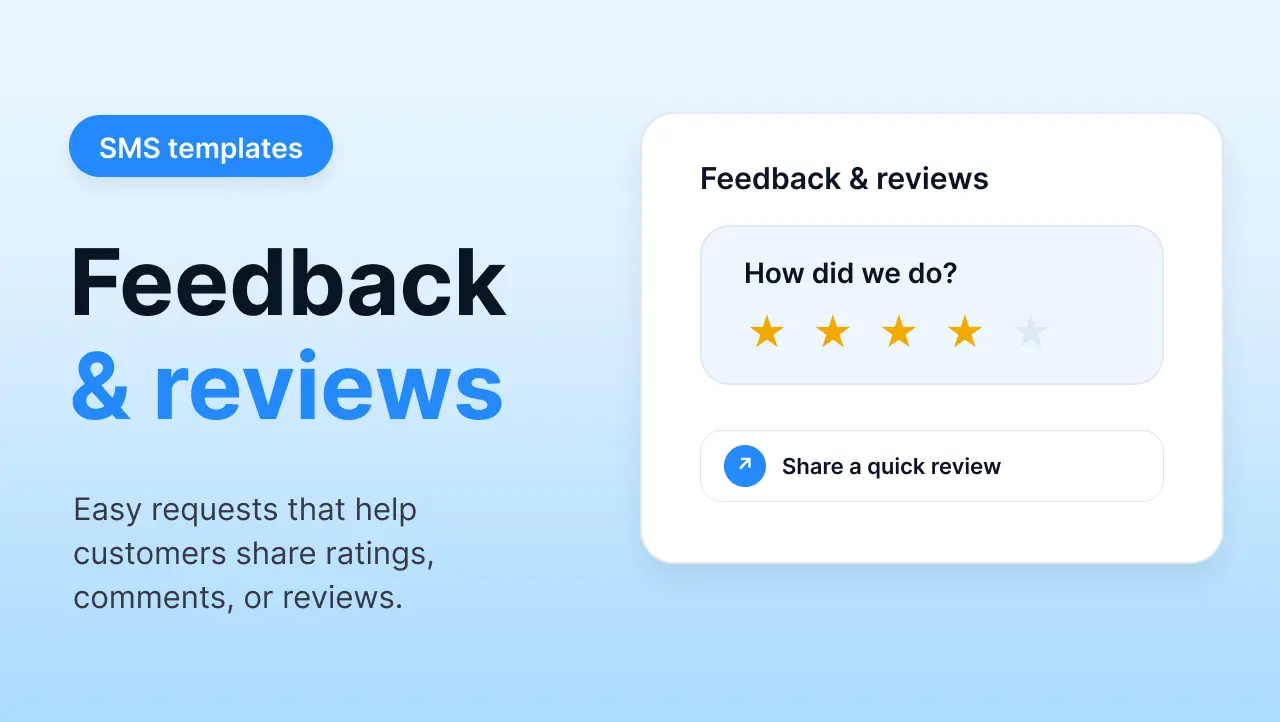 Sample review and feedback request text messages