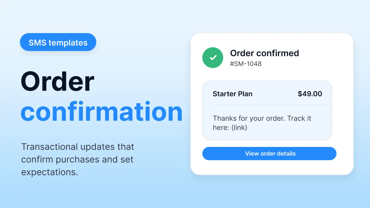 Sample order confirmation text messages