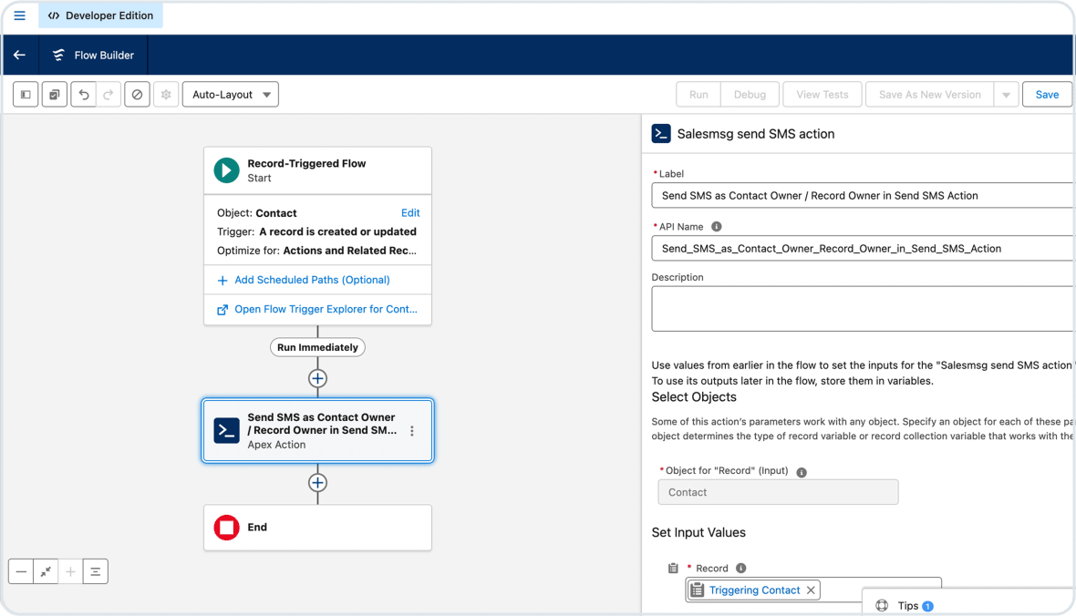 salesmsg workflow on salesforce