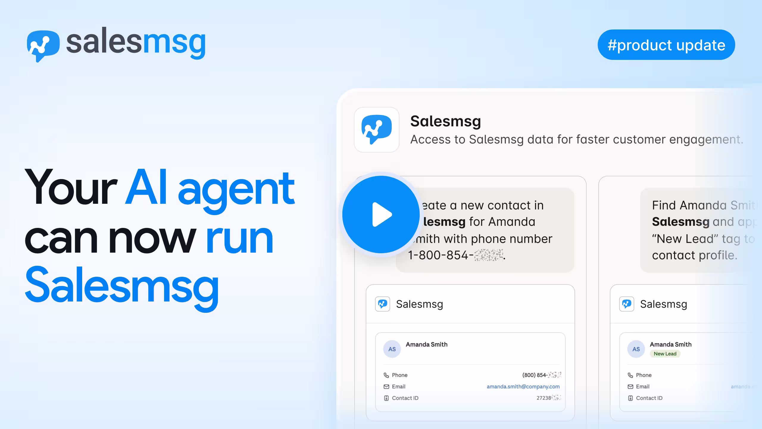 Salesmsg MCP Tools let you connect your account to Claude Web, Claude Desktop, or any MCP-compatible AI agent in minutes. Search and update contacts, pull full conversation details, apply tags, and send text messages using plain language commands from the AI agent you already use.
