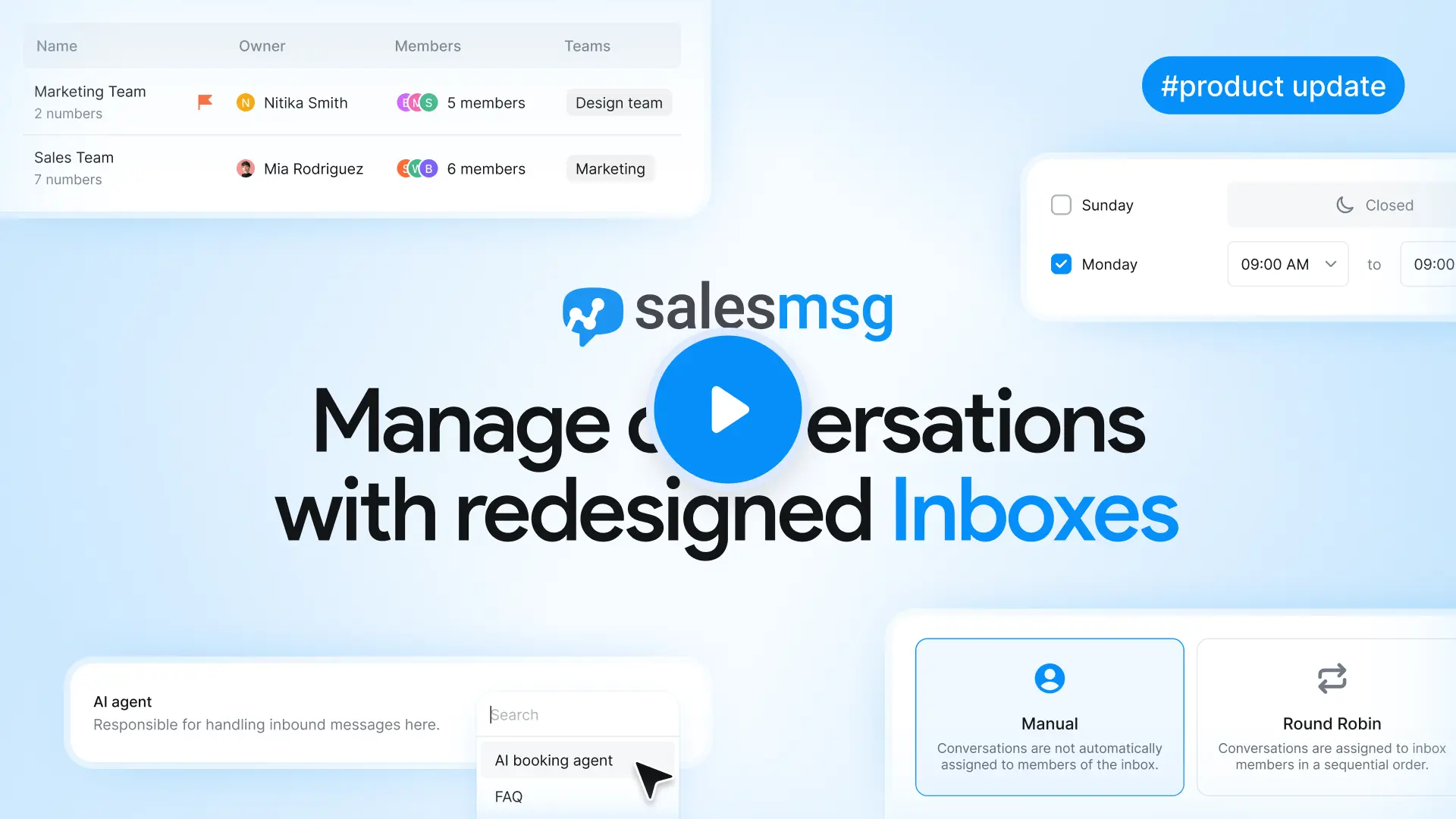 Manage inboxes faster with redesigned Salesmsg Inboxes: create in minutes, route and assign chats, set hours, and automate with AI. Learn more.
