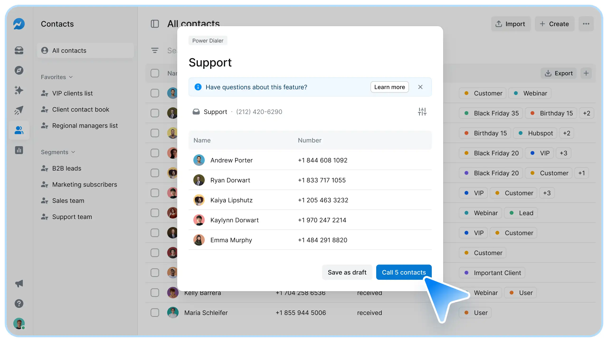 salesmsg power dialer in action