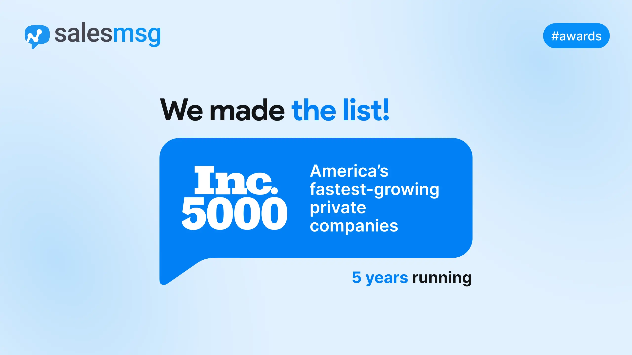 image of salesmsg named in inc5000 list for 2026