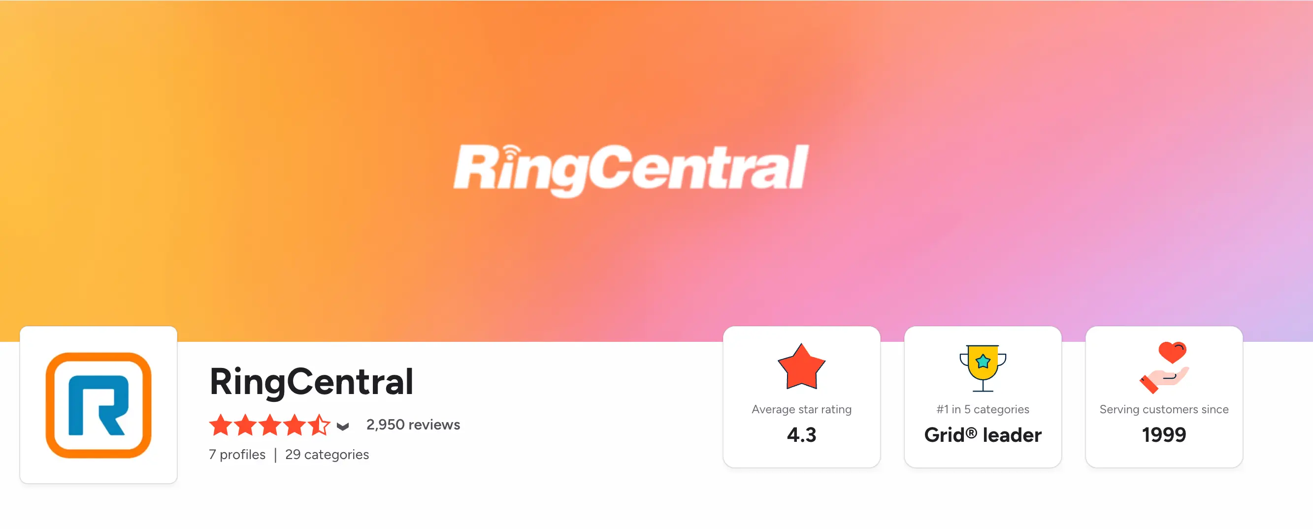 RingCentral G2 rating and review summary