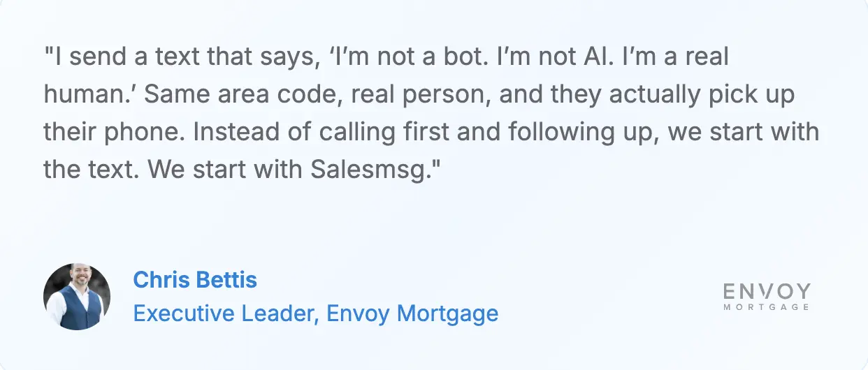 testimonial from chris bettis to salesmsg