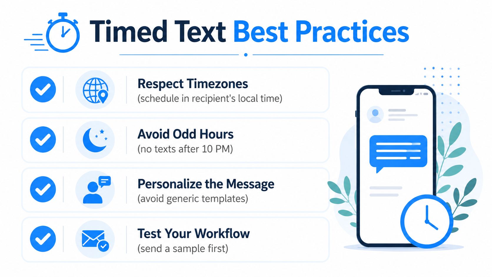 Timed text message best practices checklist