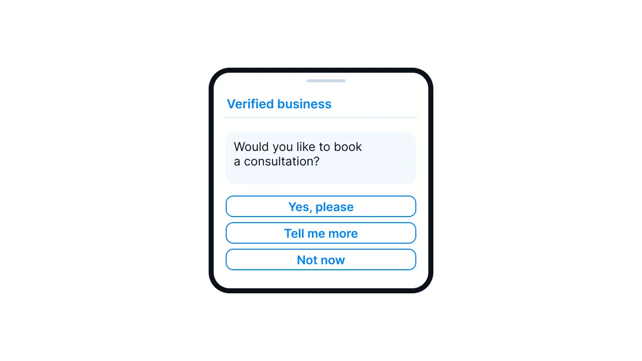 RCS message with suggested reply buttons on phone screen