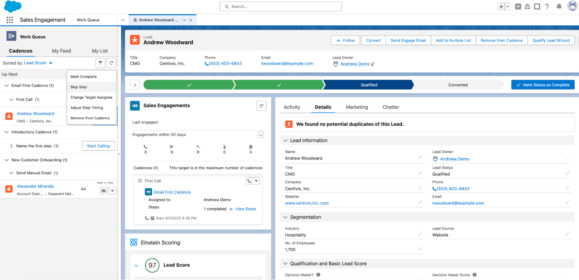 salesforce sales engaement preview showing a sales pipeline