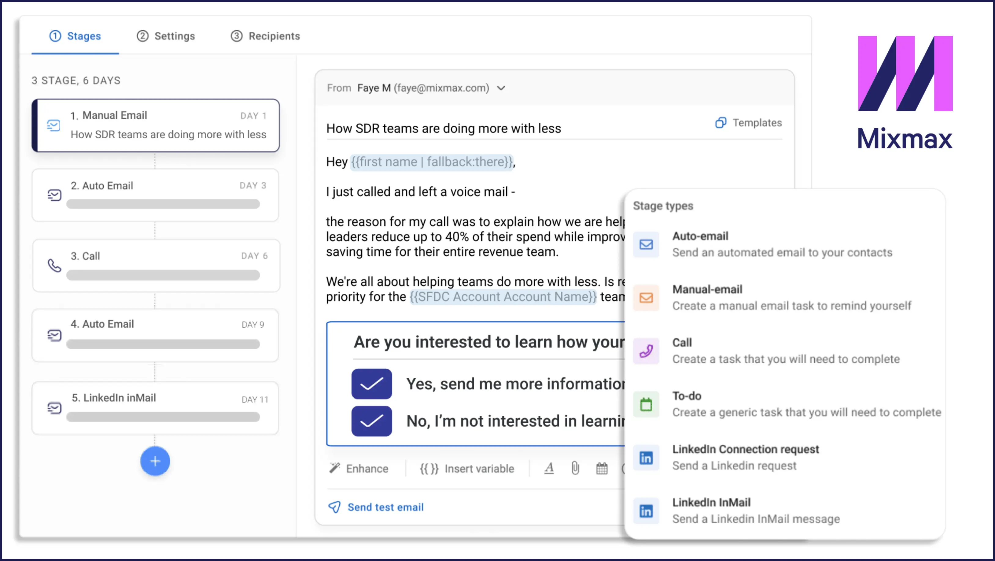 mixmax product preview with multichanel sequences