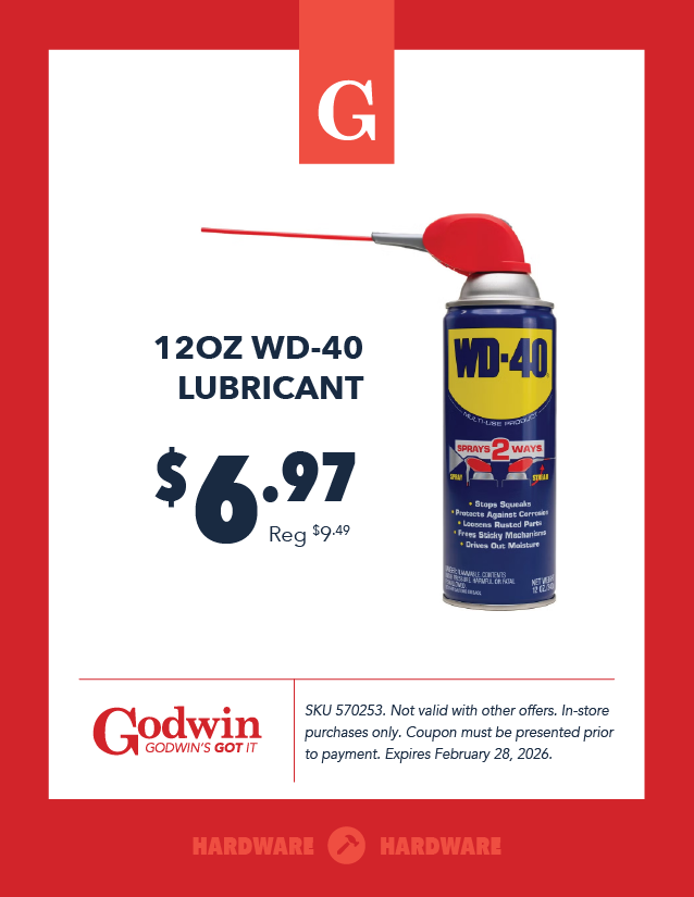 Promotional deal on WD-40 at Godwin Hardware