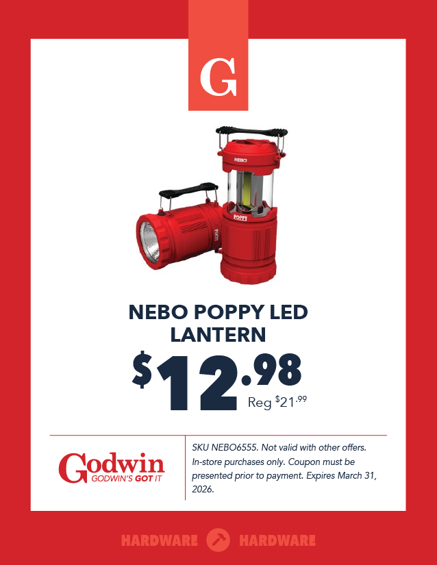 Promotional deal on a NEBO Poppy LED Lantern at Godwin Hardware