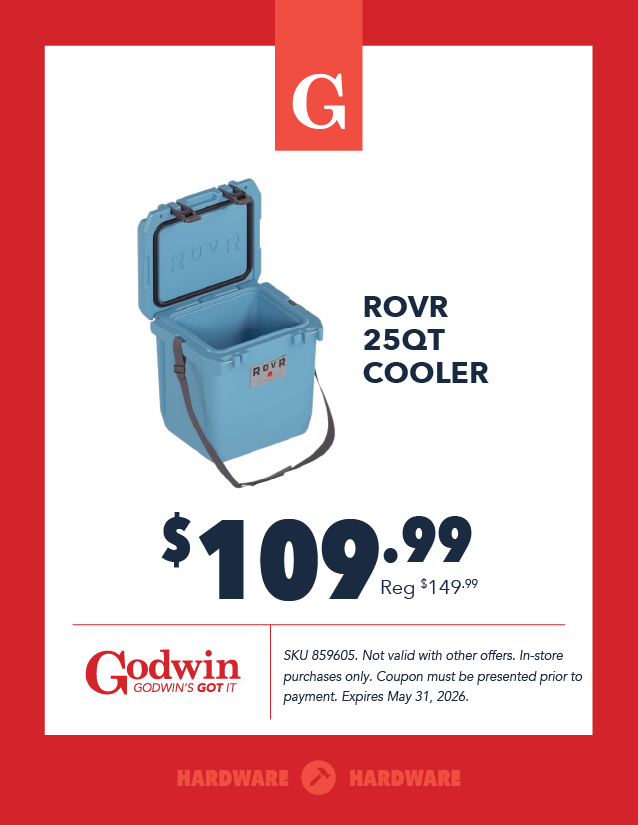 Promotional deal on a ROVR 25QT Cooler at Godwin Hardware