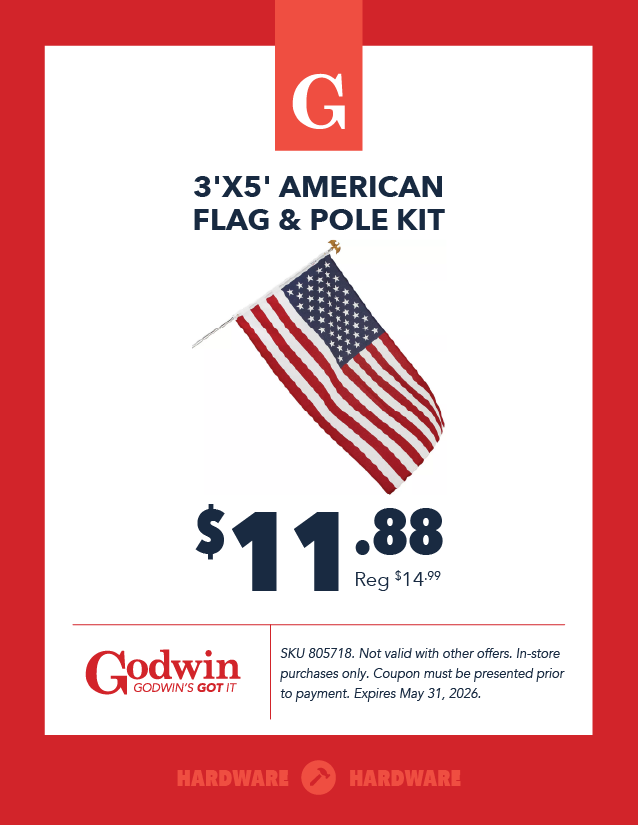 Promotional deal on a American Flag Kit at Godwin Hardware