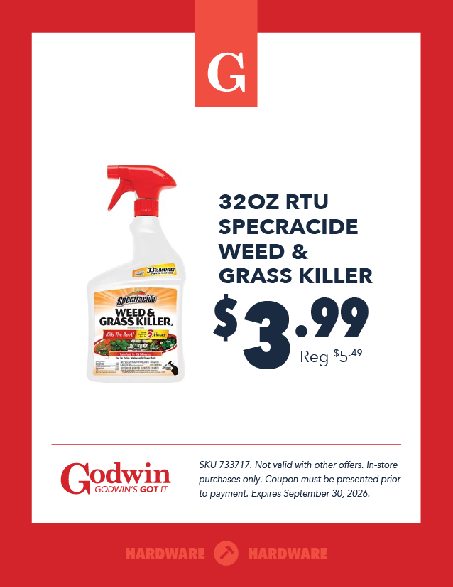 Promotional deal on weed & grass killer at Godwin Hardware