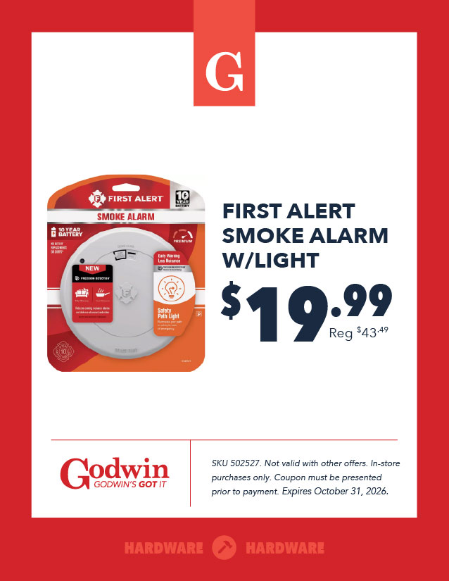 Promotional deal on a First Alert Smoke Alarm at Godwin Hardware