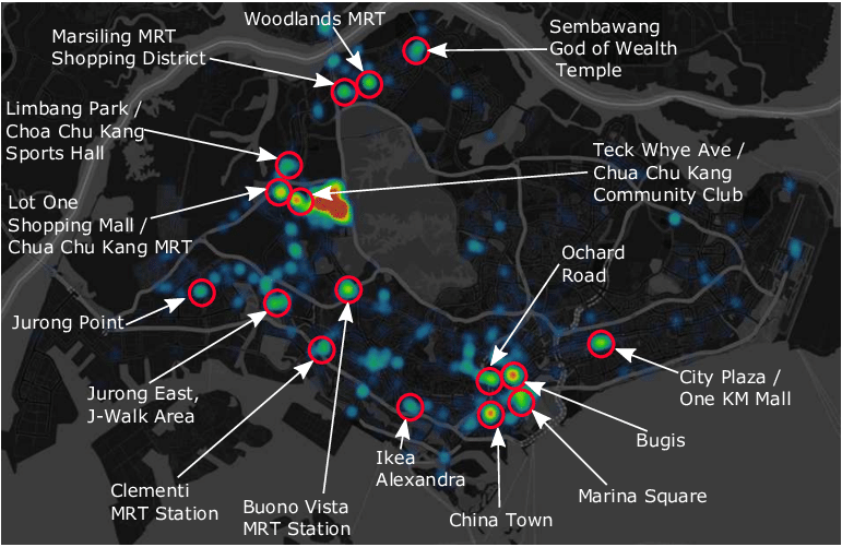 POI heatmap - Singapore - alternative data insights