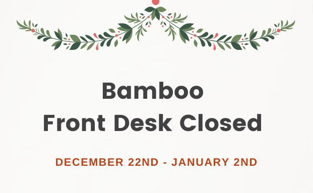 Bamboo front desk closed graphic image