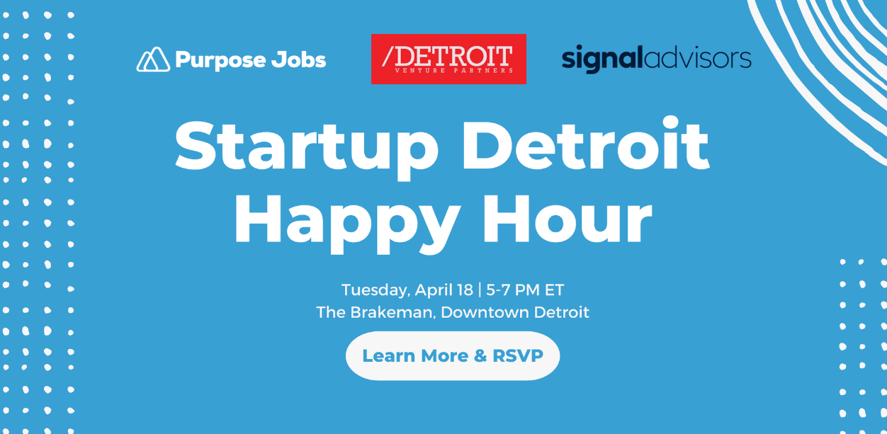 Community happy hour blue image with text