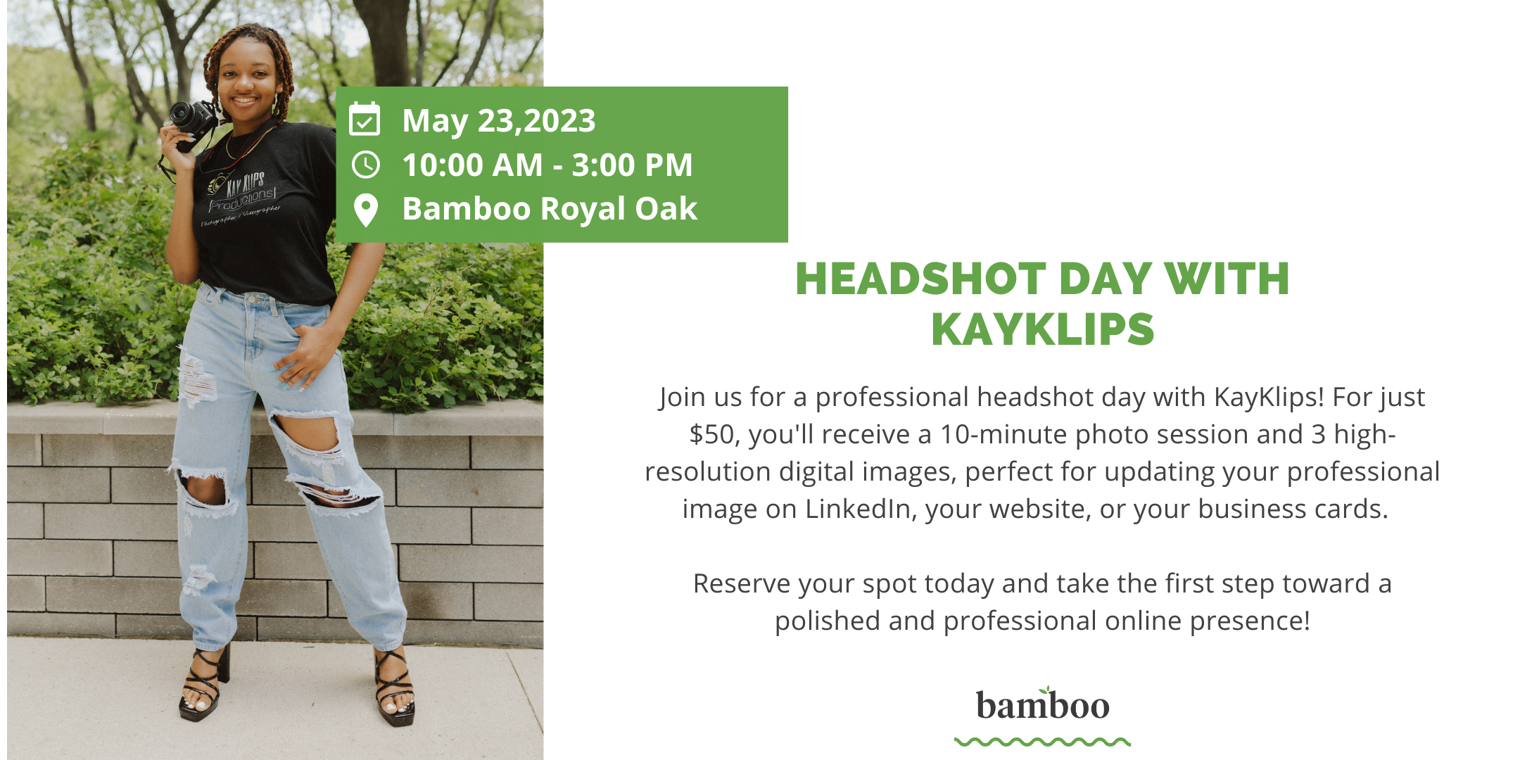 Headshot Day with KayKlips Flyer