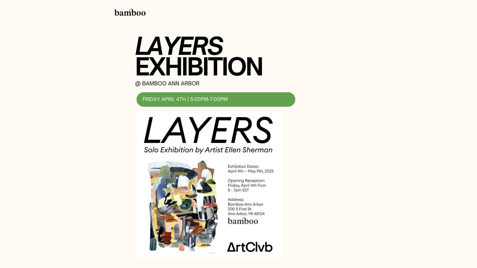 Flyer for art showcased in Ann Arbor