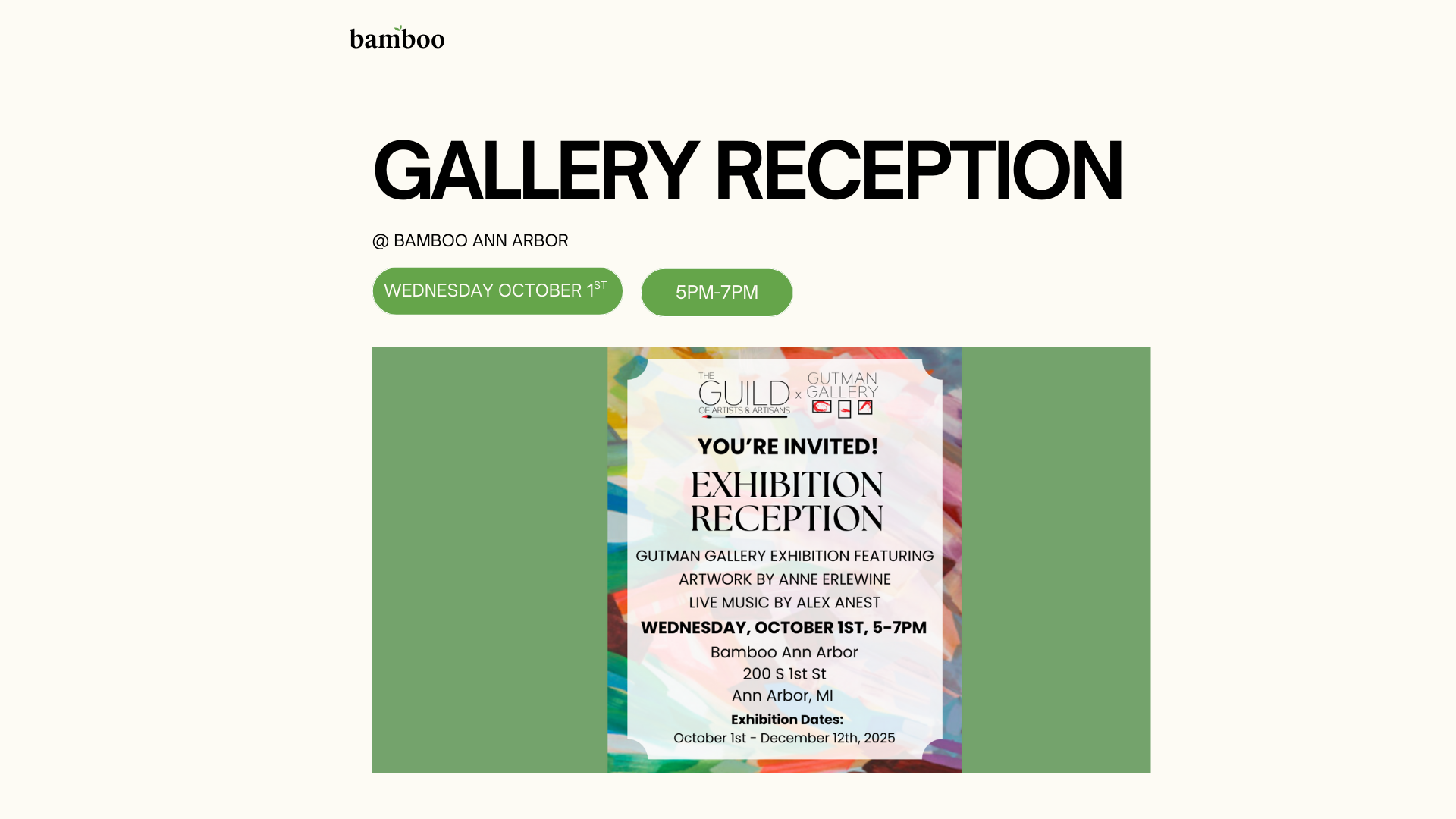 white background with an image of a gallery reception copy and text saying "gallery reception"