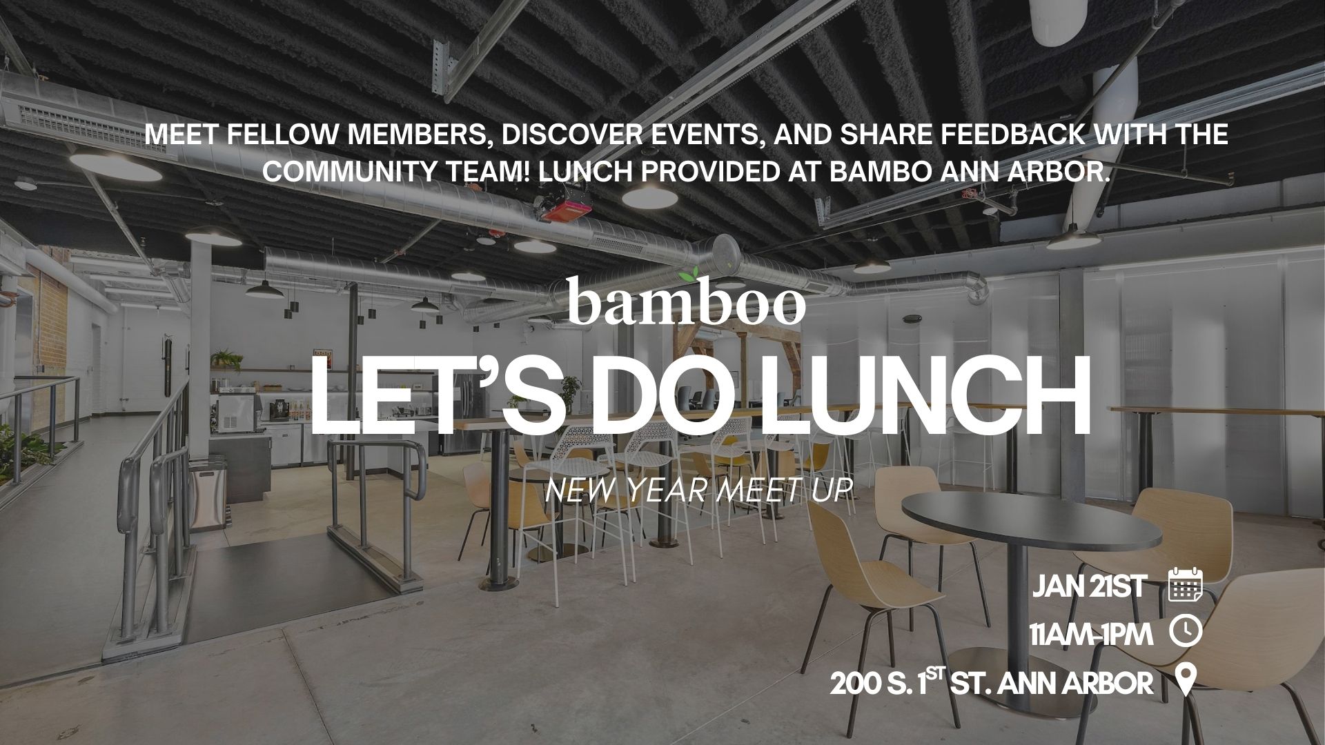 image of the cafe space with text saying "let's do lunch"