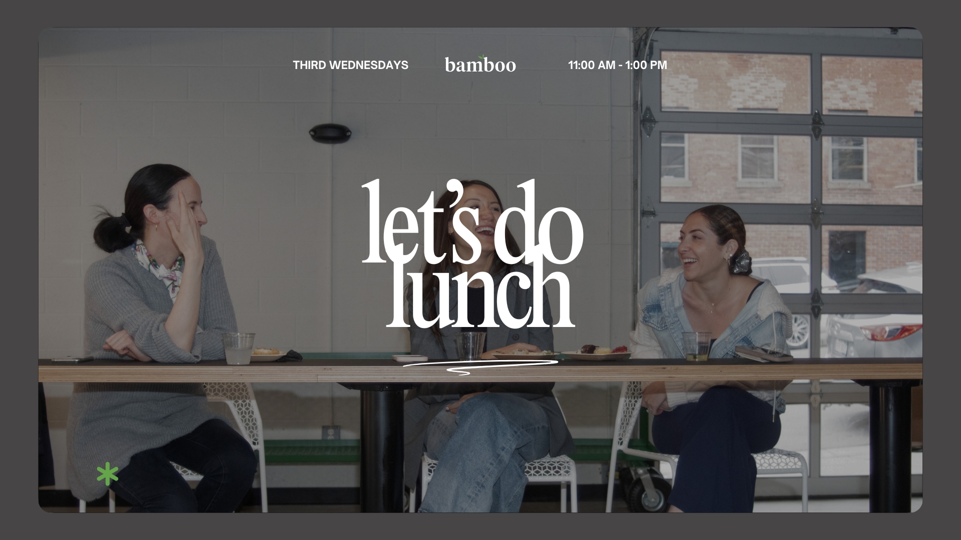 image of the cafe space with text saying "let's do lunch"