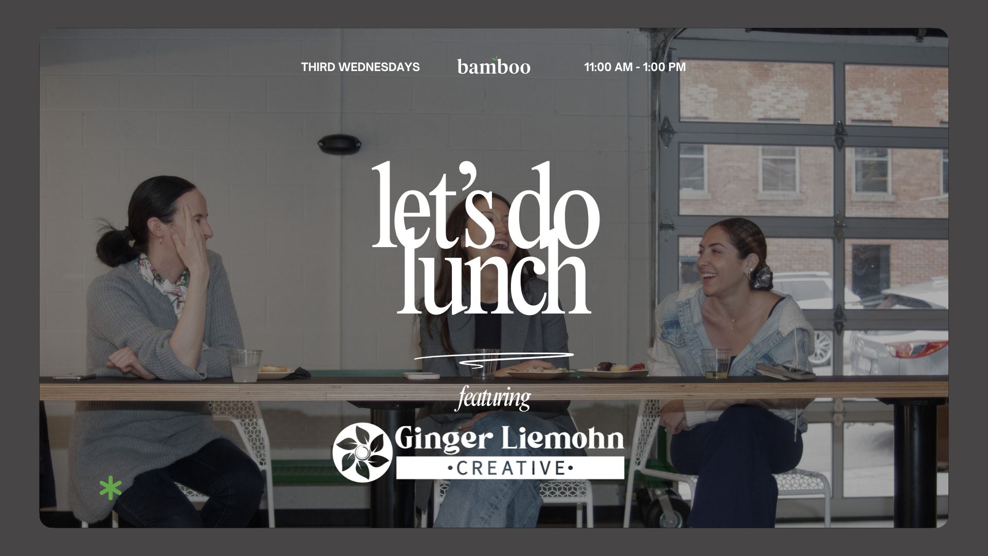 image of the cafe space with text saying "let's do lunch"