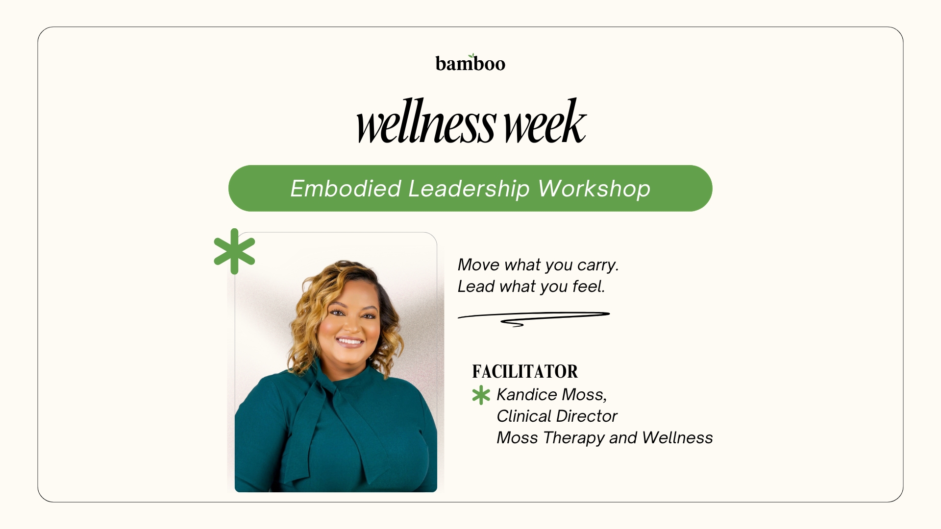Wellness Week: Embodied Leadership Workshop Graphic 