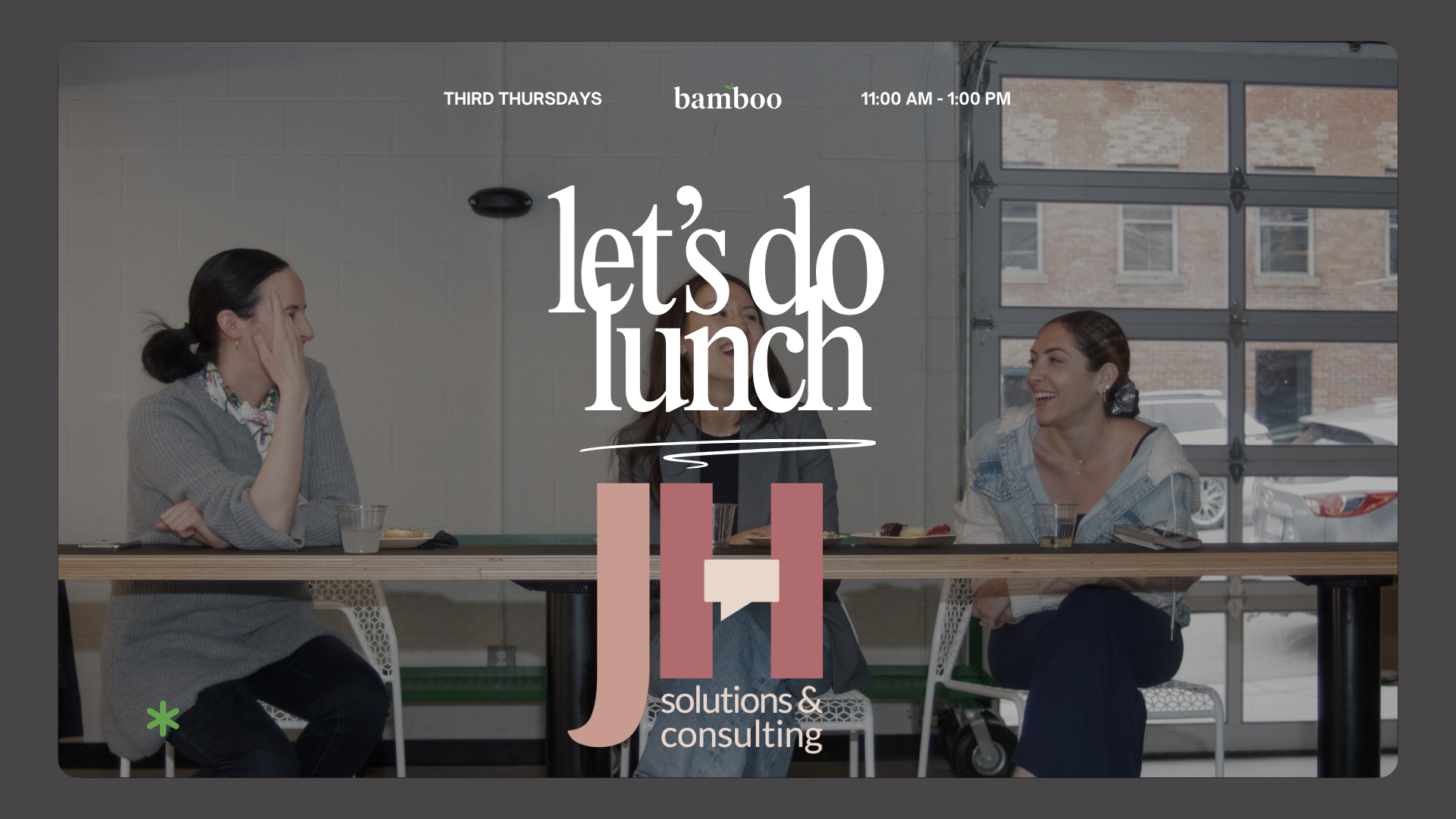 image of the cafe space with text saying "let's do lunch"