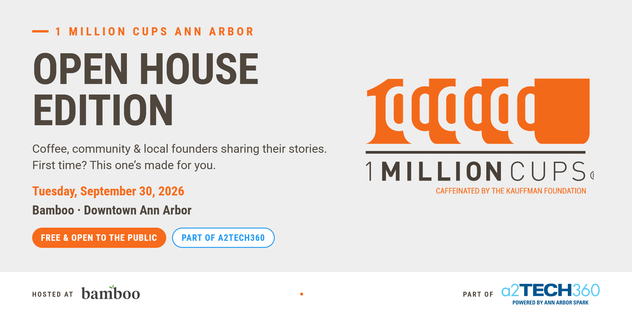 a group of people meeting in the cafe and text saying, "1 Million Cups"