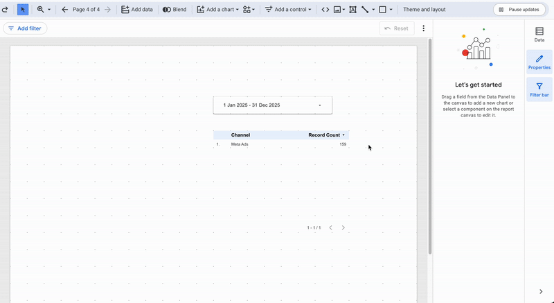 A GIF from Looker Studio showing typography customization: change color, font, size.