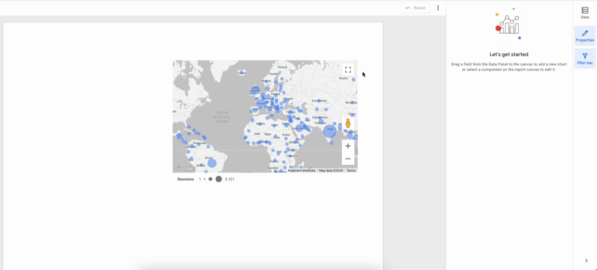 A GIF showing how to custom maps in Looker Studio