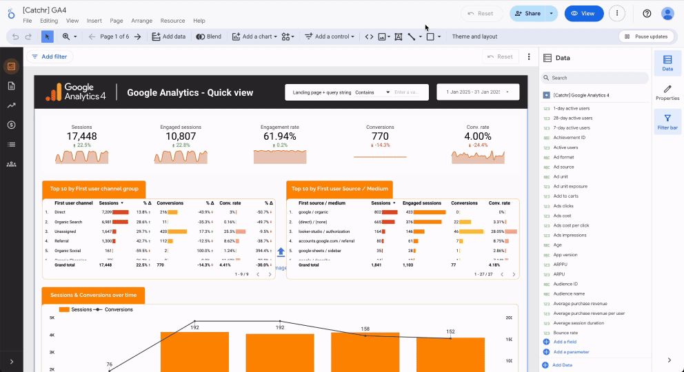 A GIF demonstrating how to add a bin in a Looker Studio data source directly from the report interface.