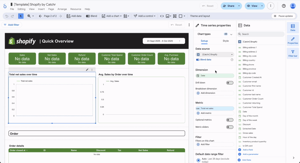 A GIF showing how to add a bin from a Looker Studio component.