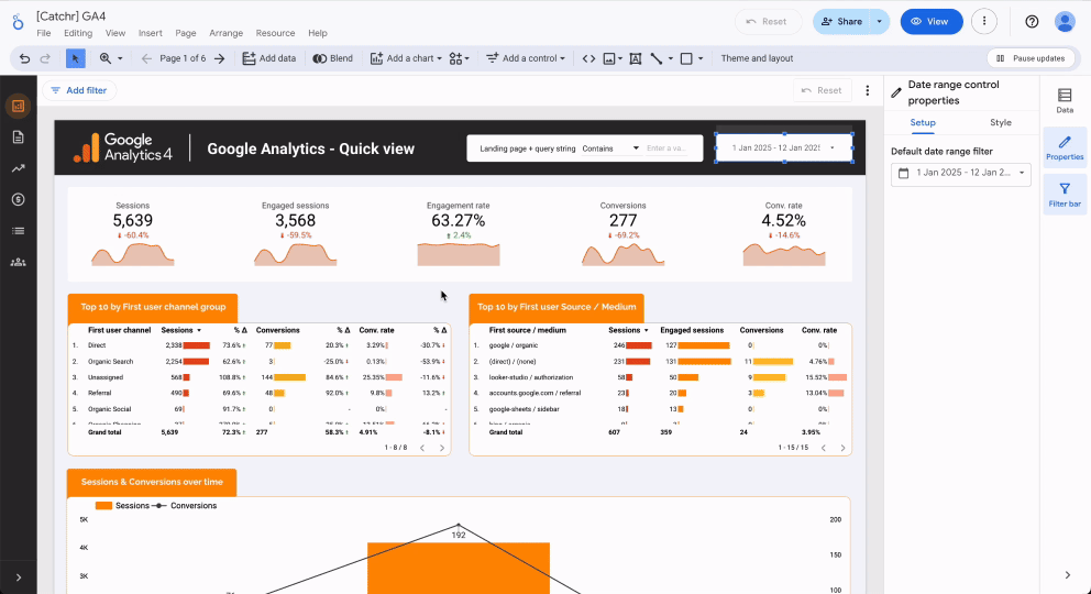 A GIF showing how to access the editor window to configure a parameter in Looker Studio.