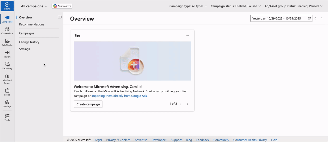 Download CSV from Microsoft Ads