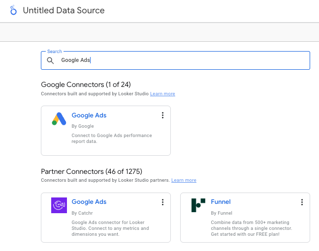 Search for Google Ads in Looker Studio