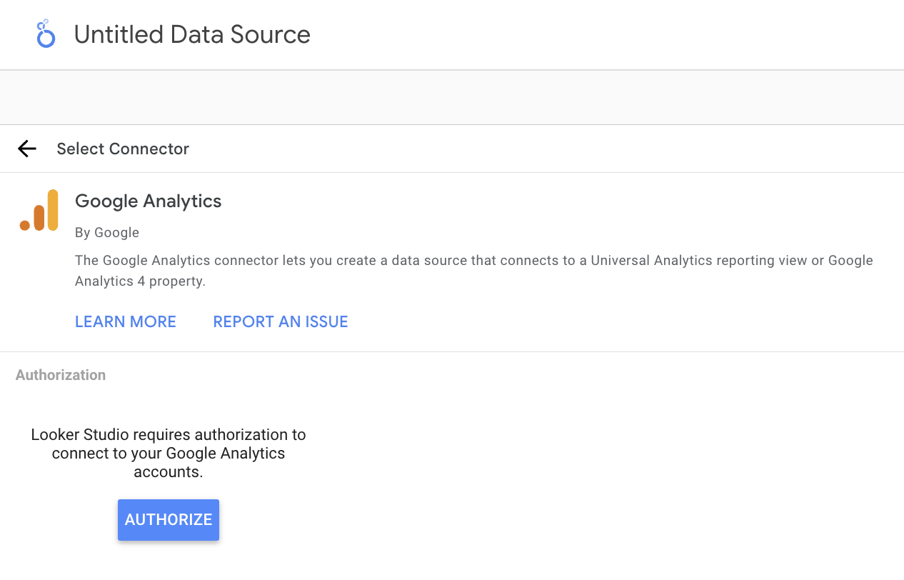 Authorize your Google Analytics accounts with Looker Studio