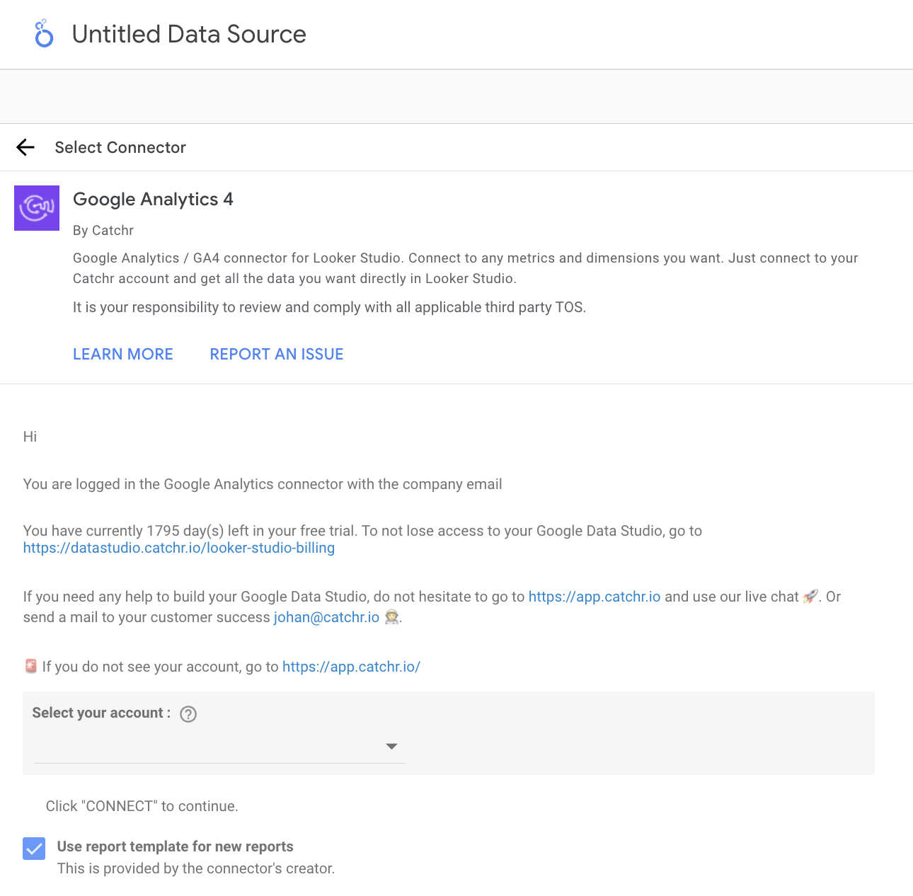 Configure your account selection
