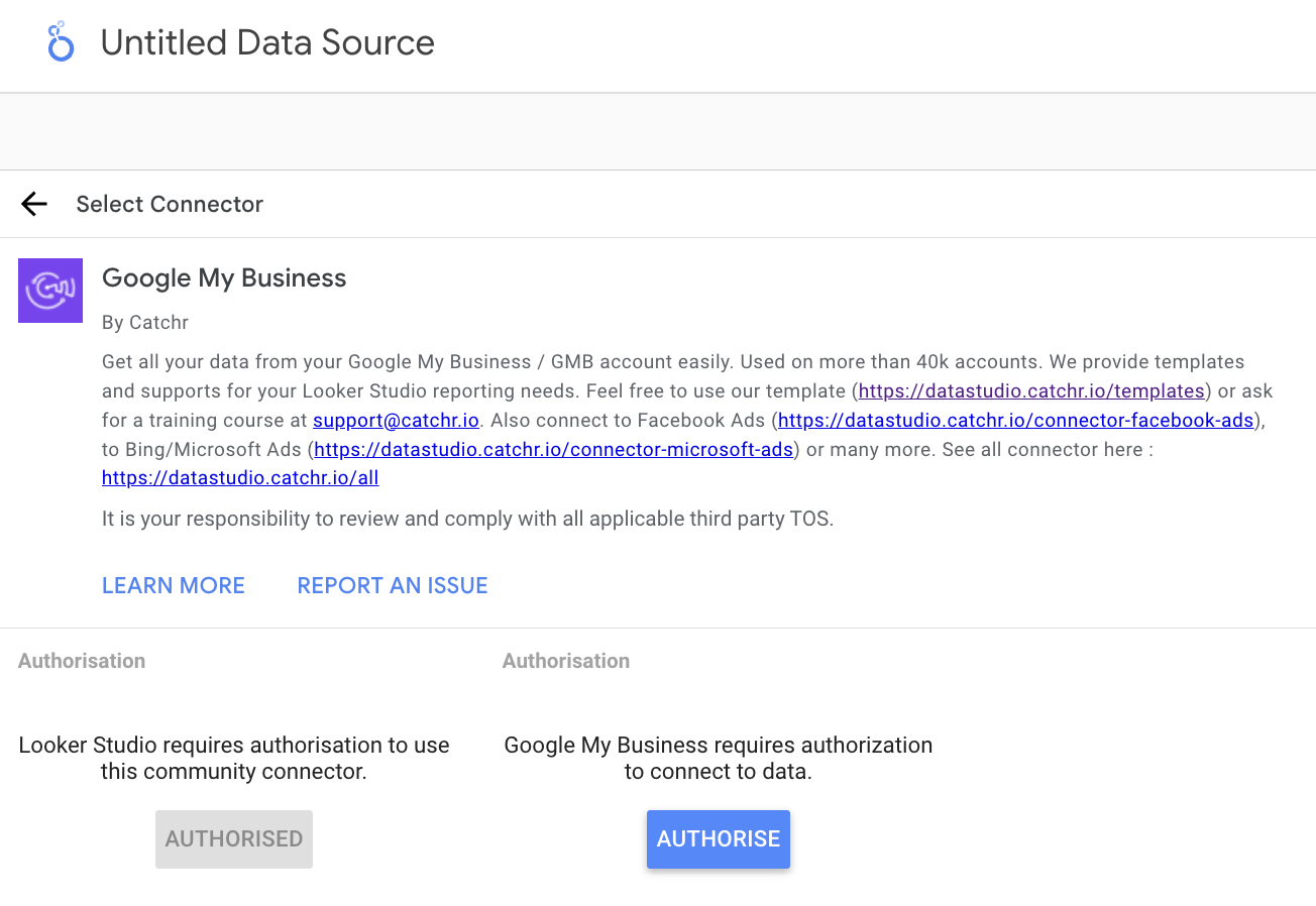 Authorize Catchr and Google My Business accounts