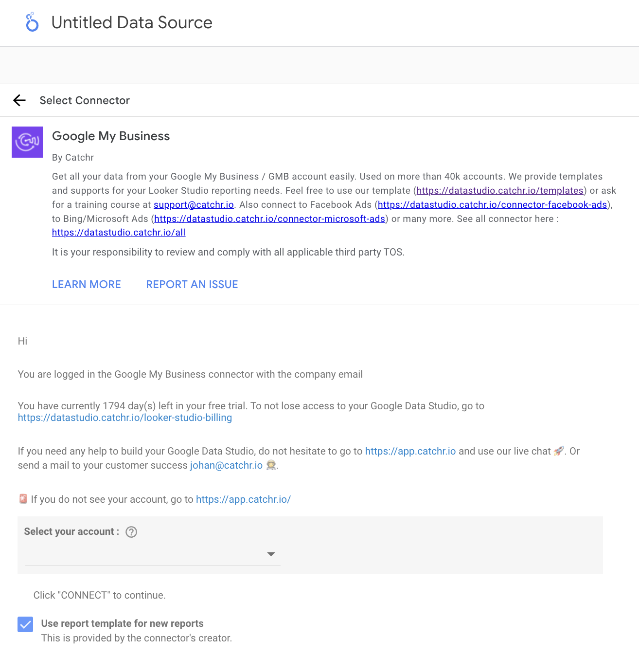 Configure account selection