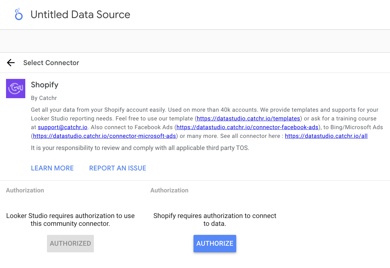 Authorize Catchr and Shopify accounts