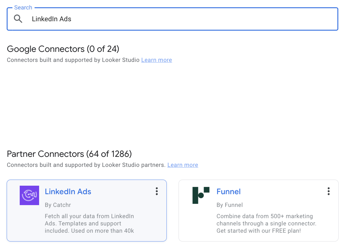 Search for LinkedIn Ads in Looker Studio