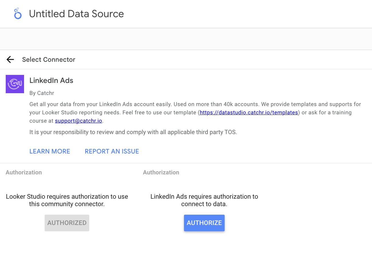 Authorize Catchr and LinkedIn Ads accounts